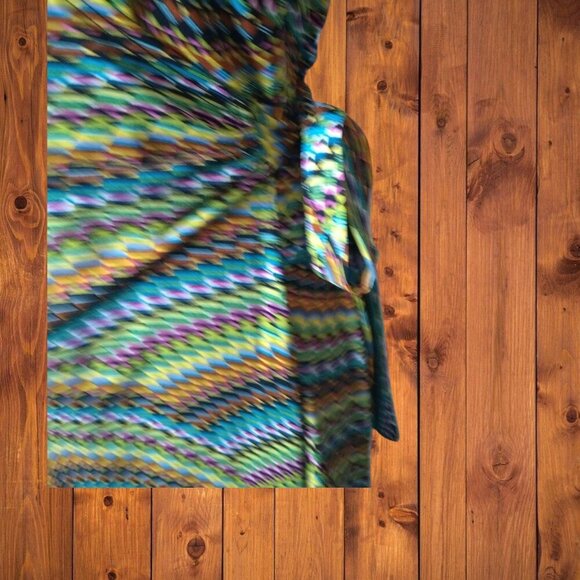 Emma & Michele Women's Medium Short Sleeve Wrap Dress Colorful Artsy Boho - Picture 3 of 6